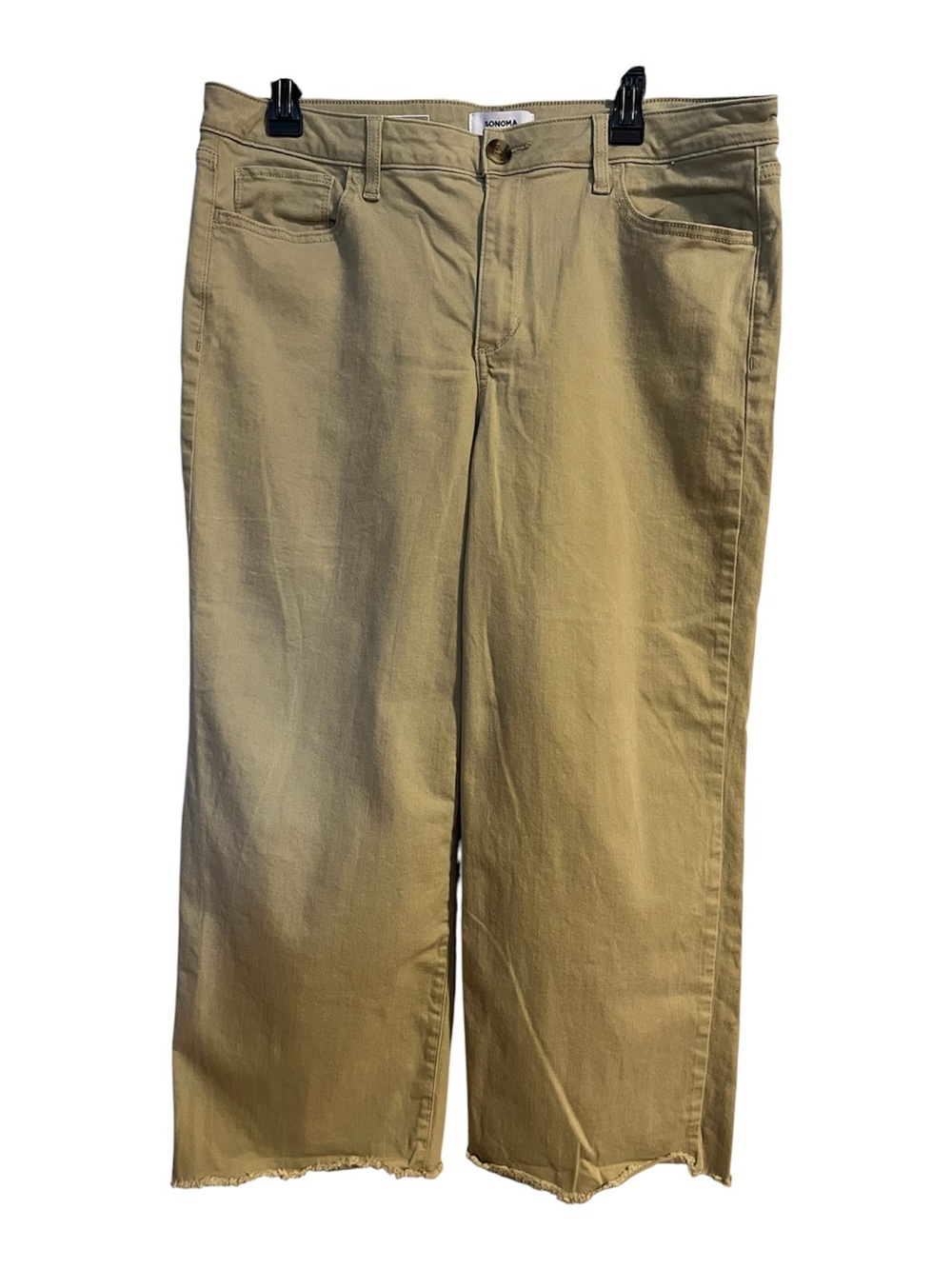 Sonoma Women's Cropped Wide-Leg Raw Hem Jeans in Tan Size 16